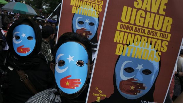 متظاهرون مؤيدون للأويغور في إندونيسيا (أرشيف)